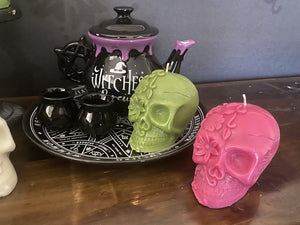 Ancient Ocean Day of Dead Skull Candle