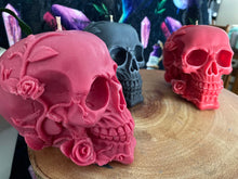 Load image into Gallery viewer, Japanese Honeysuckle Rose Skull Candle