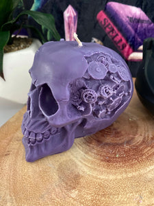 Rose Quartz Steam Punk Skull Candle