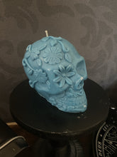 Load image into Gallery viewer, Patchouli Day of Dead Skull Candle