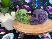 Load image into Gallery viewer, Fresh Sage &amp; Driftwood Steam Punk Skull Candle