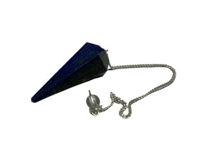 Faceted Stone Pendulum Lapis with Velvet Pouch