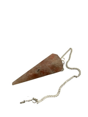 Faceted Stone Pendulum Sunstone with Velvet Pouch