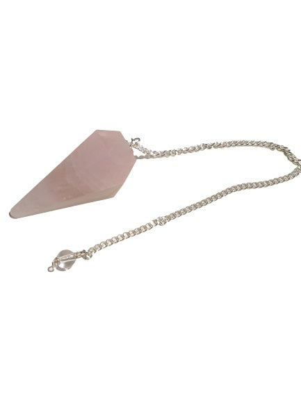 Faceted Stone Pendulum Rose Quartz with Velvet Pouch