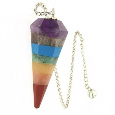 Faceted Stone Pendulum Chakra with Velvet Pouch