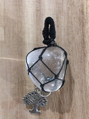 Macrame Gemstone Pendant: Clear Quartz