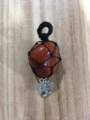 Macrame Gemstone Pendant: Red Jasper