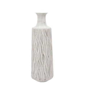 Metal Vase Wave Rustic White Medium