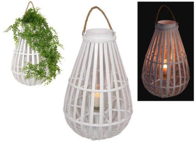 White Bamboo Deco Lantern/Planter 60cm