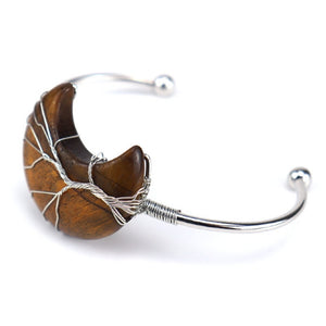 Cuff Bracelet Wire Tree of Life: Moon Tiger's Eye