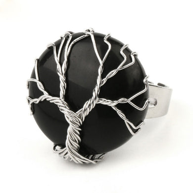 Tree of Life Ring: Obsidian