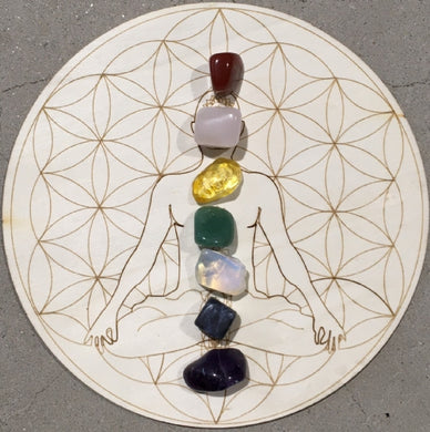 Buddha Grid Board with Healing Chakra Stones 15cm
