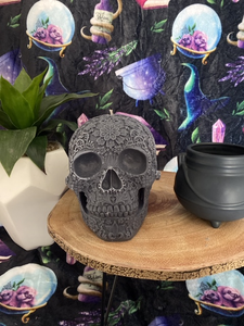 Aronia Berry & Hempseed Giant Sugar Skull Candle