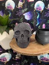 Load image into Gallery viewer, Black Cherry Giant Sugar Skull Candle
